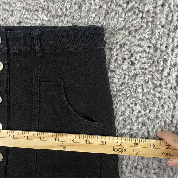 Altar’d State Black Denim Skirt Mini Button Detail Women's Size Large - Picture 4 of 9
